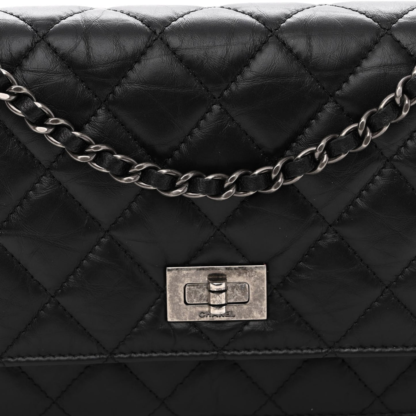 Aged Calfskin Quilted Reissue Wallet On Chain WOC Black