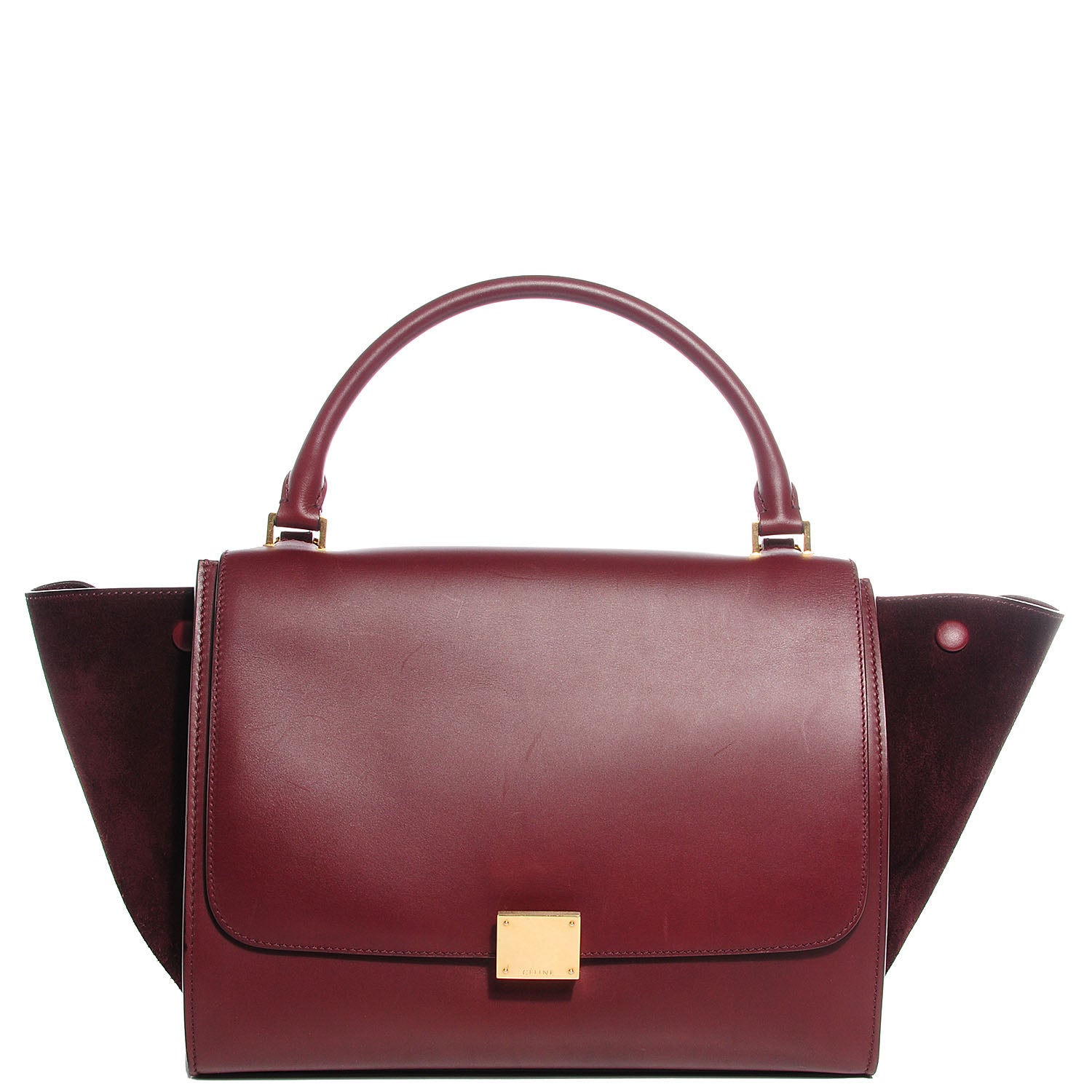 Celine Smooth Calfskin Suede Medium Trapeze Burgundy 1 of 8