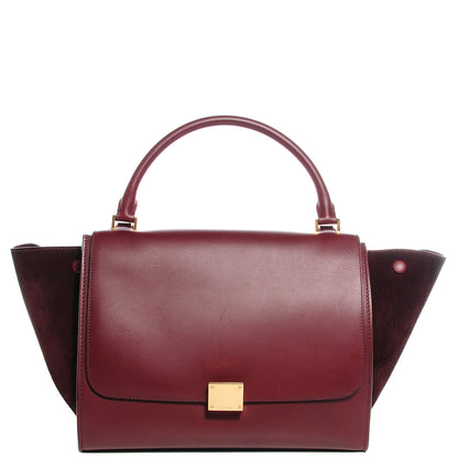 Celine Smooth Calfskin Suede Medium Trapeze Burgundy 1 of 8