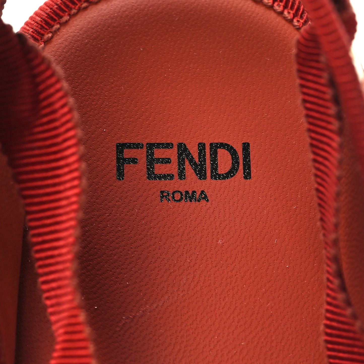 Canvas FF Embroidered Roma Ankle Wrap Flat Espadrilles 38.5 Red