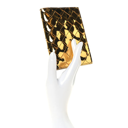Bottega Veneta Metallic Calfskin Intrecciato Passport Case Gold 2 of 7