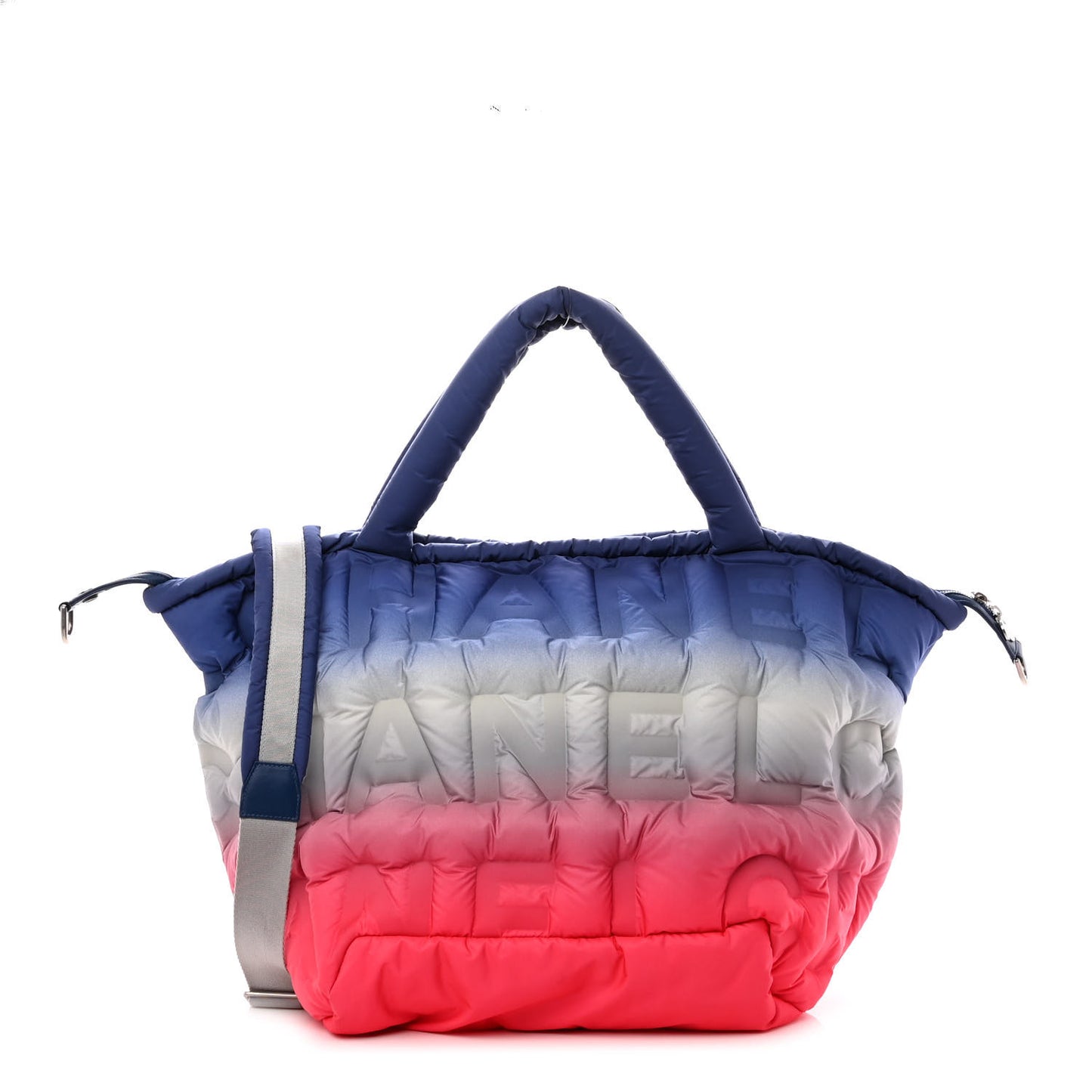 Nylon Embossed Large Doudoune Bowling Bag Pink Blue White