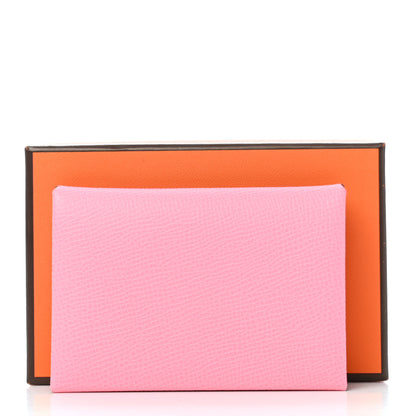 Hermes Epsom Calvi Duo Card Case Rose Confetti 8 of 8