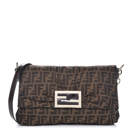 Fendi Zucca Patent Large Mia Shoulder Flap Tobacco 1 of 7