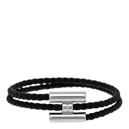 Hermes Swift Double Wrap Cord Tournis Tresse Bracelet Black 1 of 5