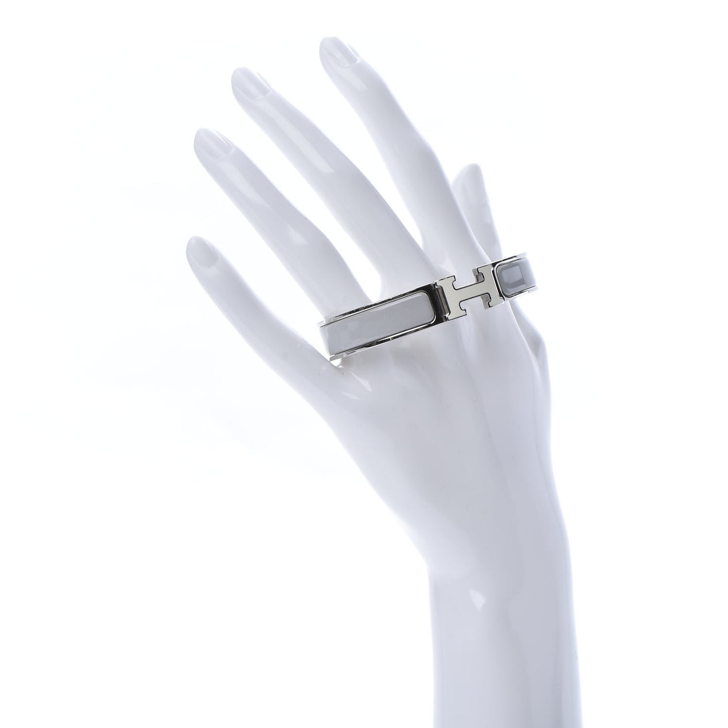 Enamel Narrow Clic Clac H Bracelet PM Blanc Gris Clair