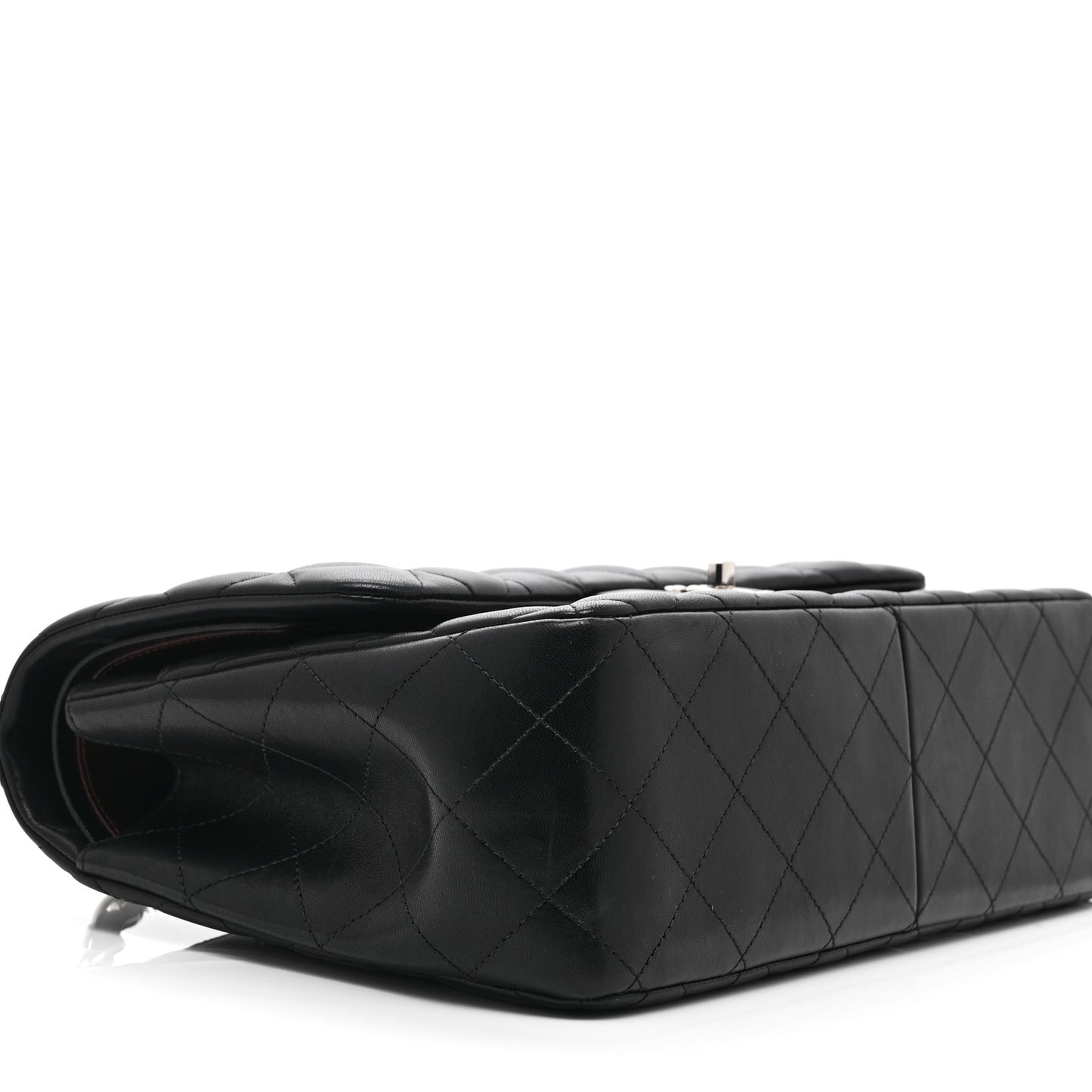 Lambskin Quilted Jumbo Double Flap Black