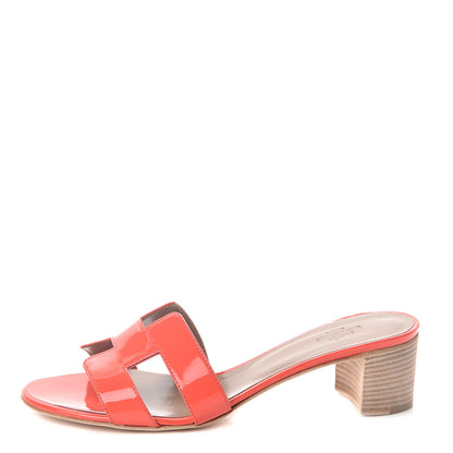Hermes Patent Oasis Sandals 37.5 Rose Jaipur 1 of 8