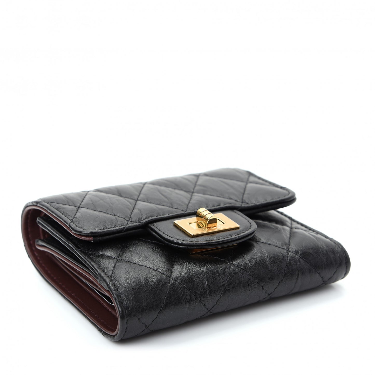 Aged Calfskin Quilted Reissue Compact Wallet Black