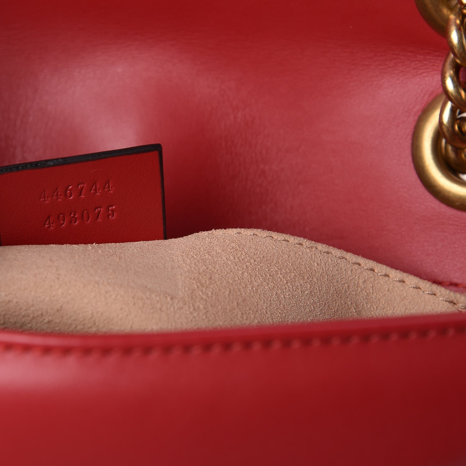 Gucci Calfskin Matelasse Mini GG Marmont Shoulder Bag Hibiscus Red 7 of 10
