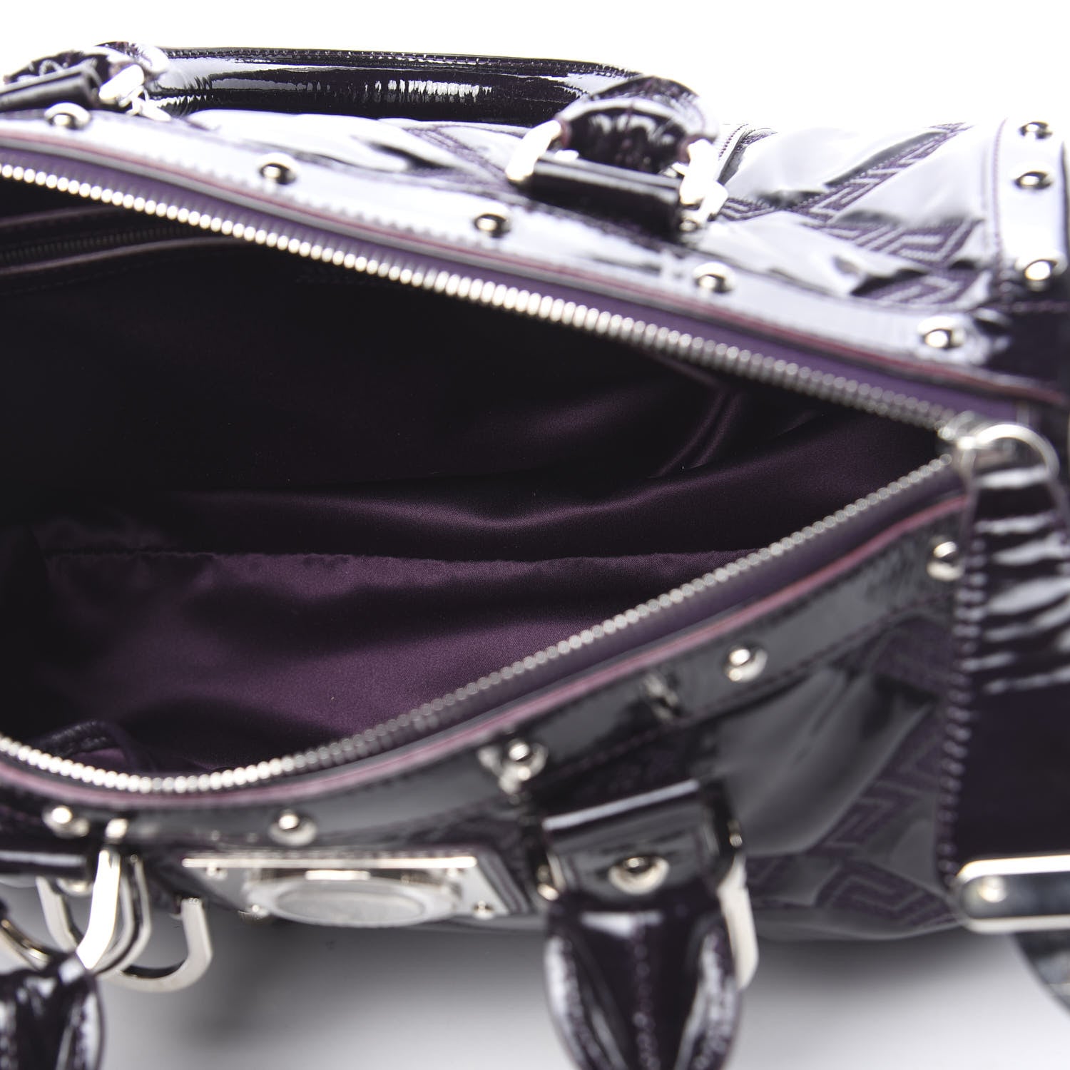 Versace Patent Madonna Satchel Dark Purple 5 of 11
