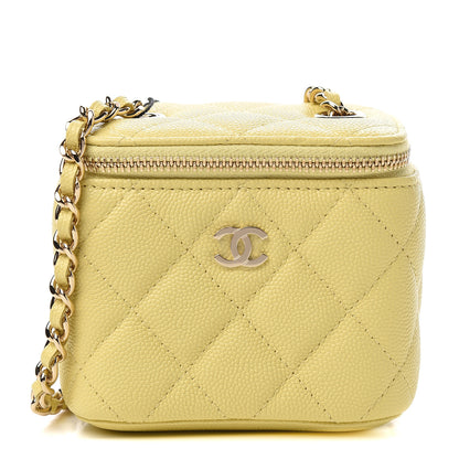 Chanel Caviar Quilted Mini Vanity Case With Chain Yellow 1 of 10