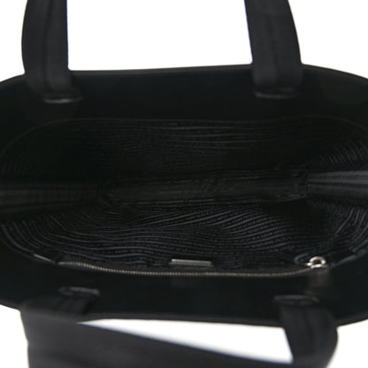 Prada Metallic Spazzolato Embossed Tote Argento 5 of 9