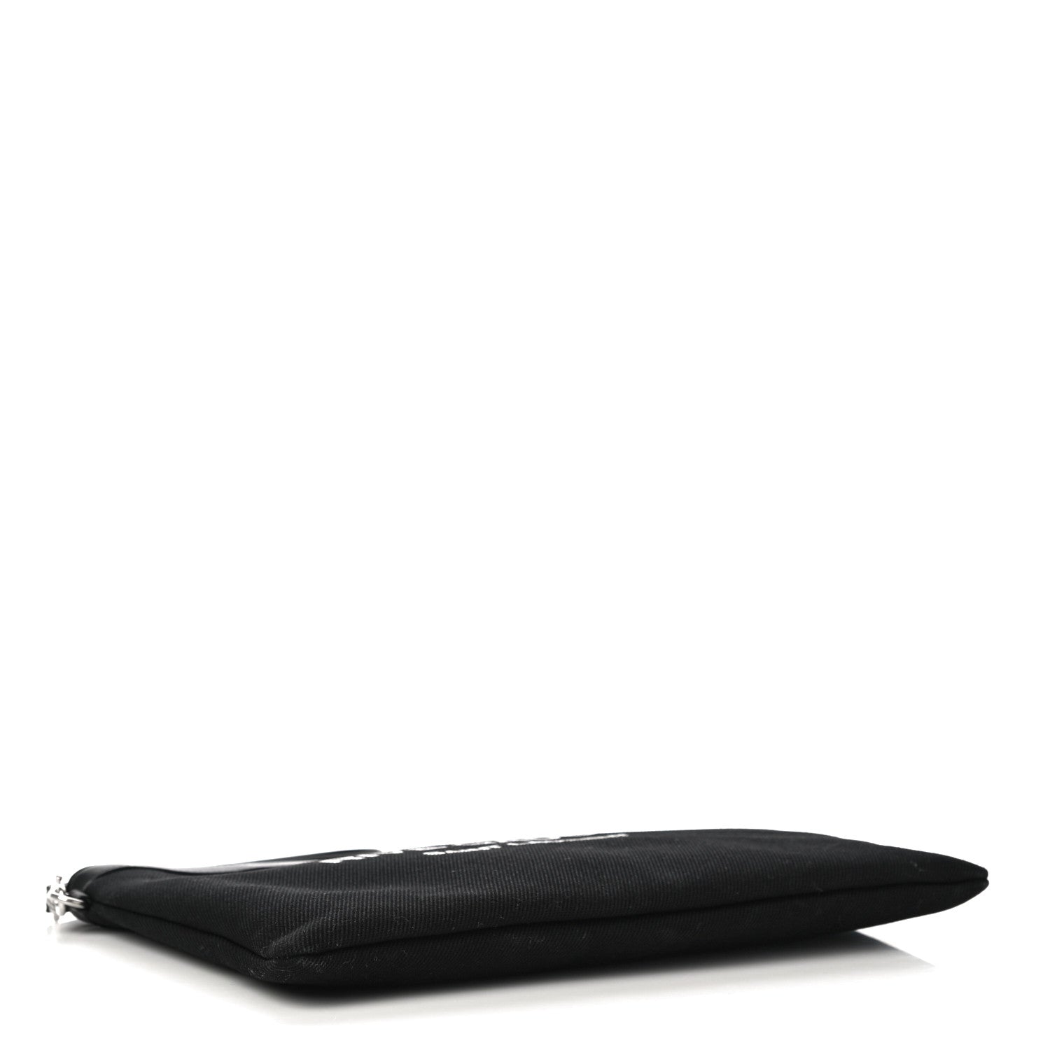 Saint Laurent Linen Canvas Rive Gouche Zipped Pouch Black 4 of 10