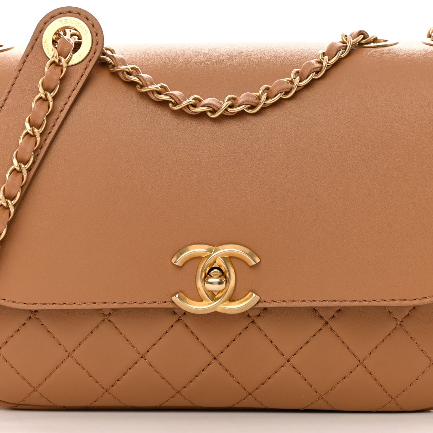 Chanel Calfskin Quilted Multi Pouching Flap And Coin Purse Beige 9 of 18