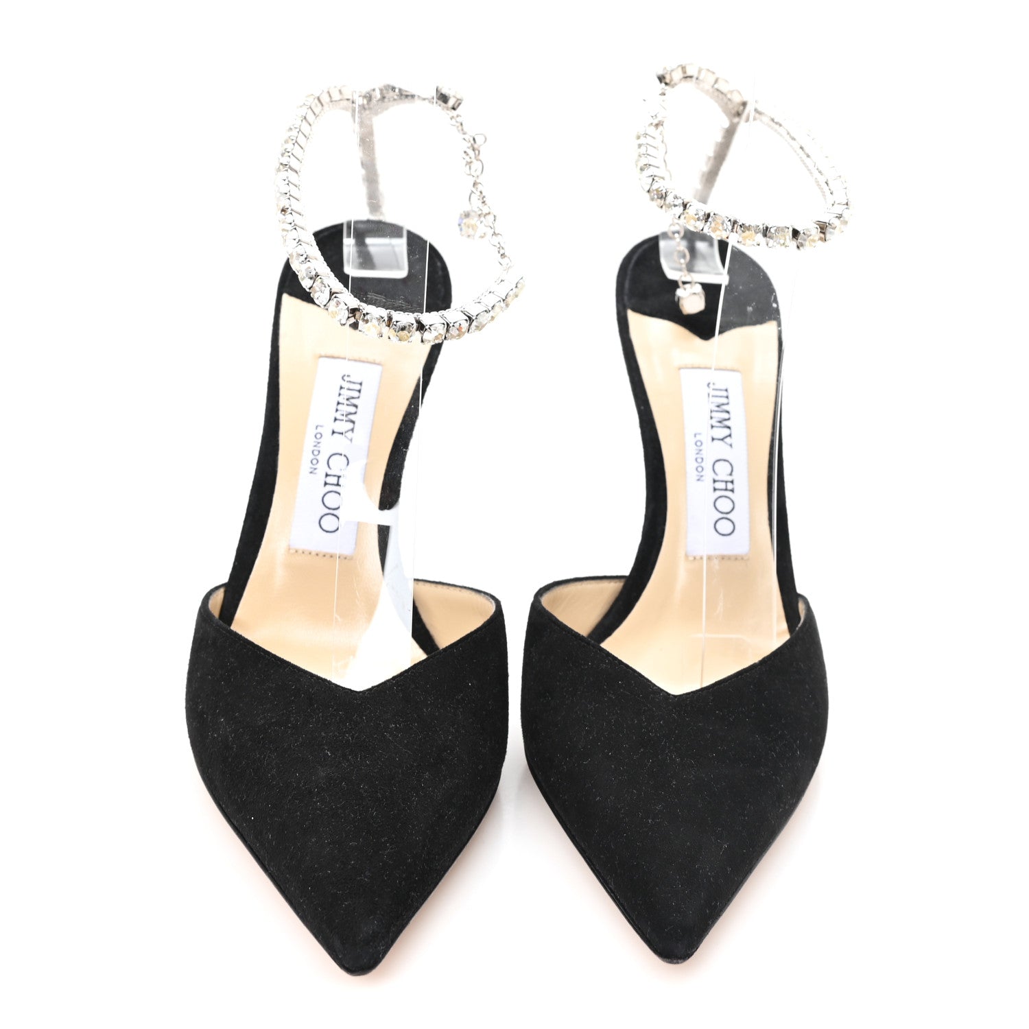 Jimmy Choo Suede Crystal Saeda 100 Pumps 37 Black 3 of 9