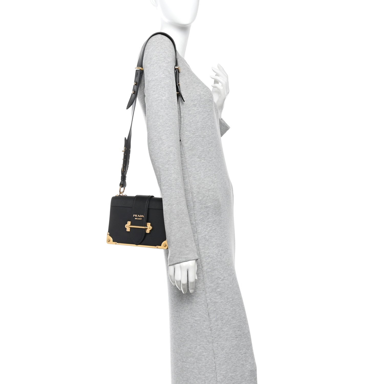 Prada City Calf Saffiano Cahier Bag Black 2 of 9