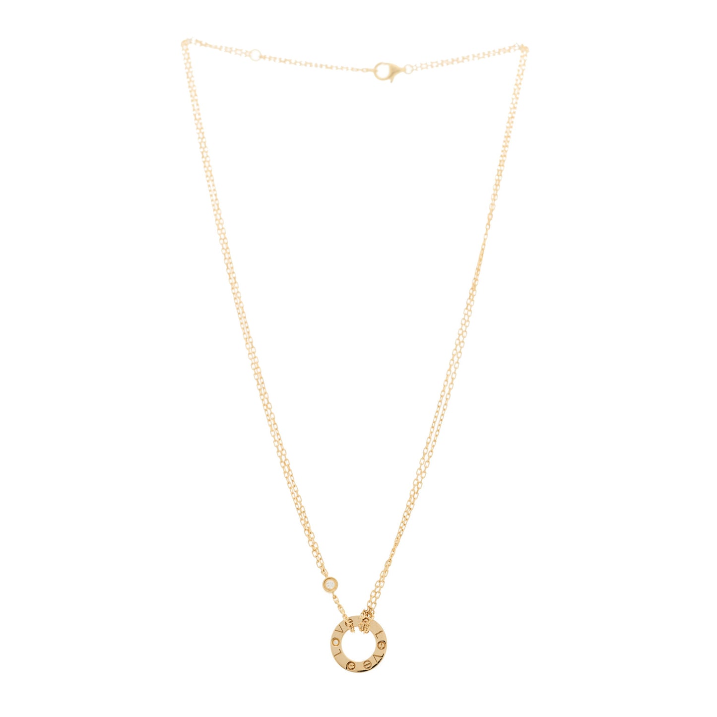 18K Yellow Gold 2 Diamond LOVE Necklace