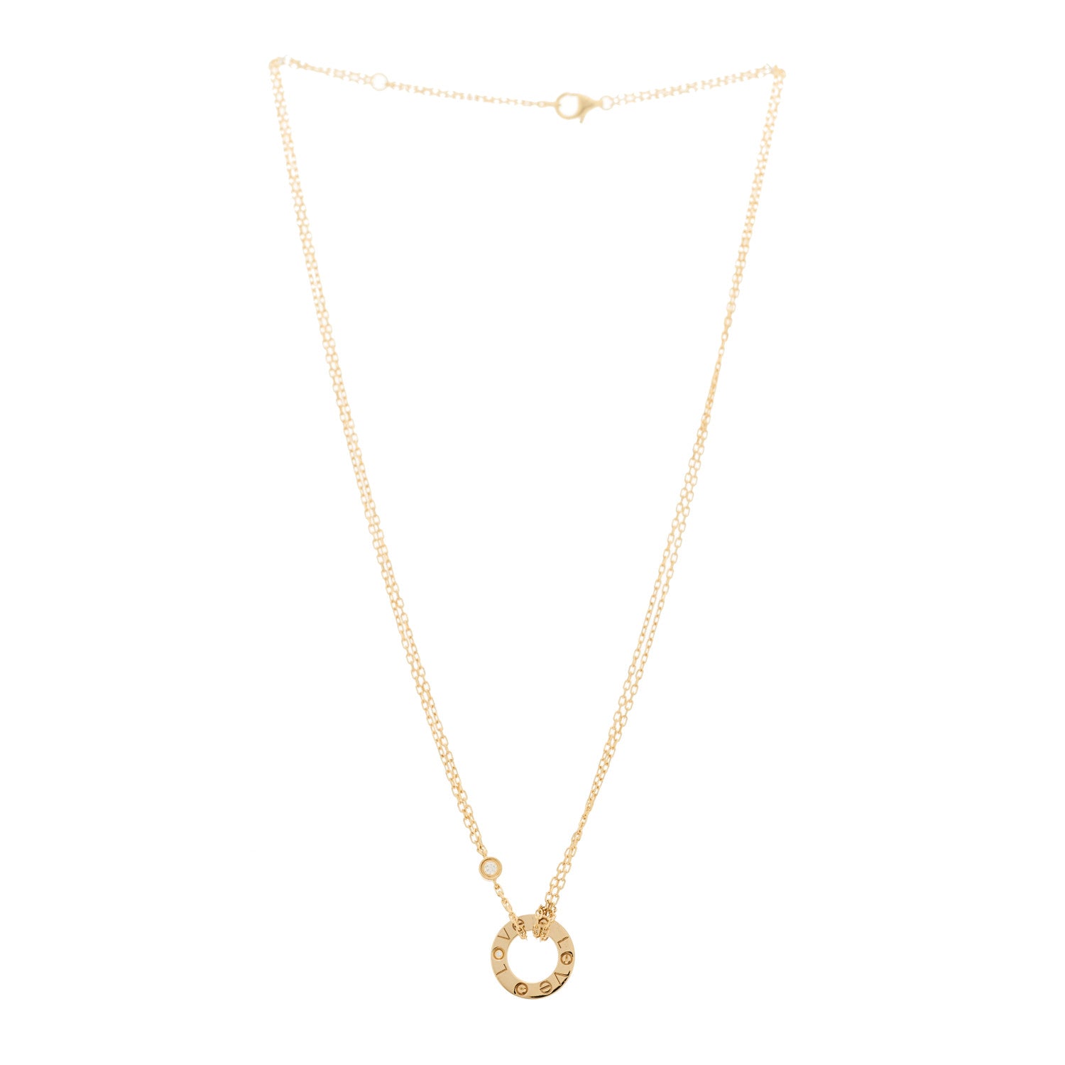 Cartier 18K Yellow Gold 2 Diamond LOVE Necklace 3 of 6
