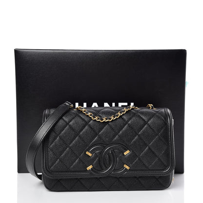 Chanel Caviar Quilted Small CC Filigree Flap Black 10 of 10