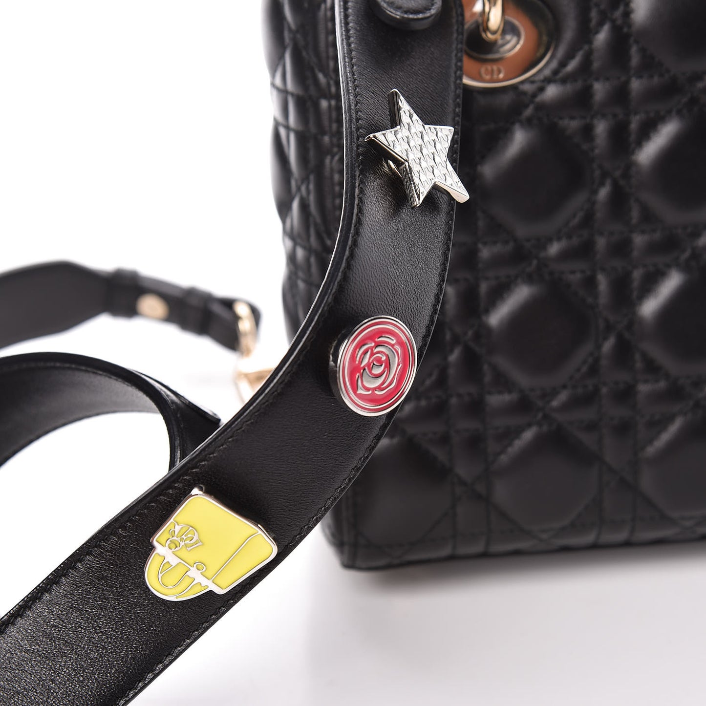 Lambskin Cannage Small Lucky Badges My Lady Dior Black