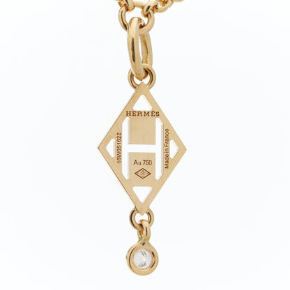 Hermes 18K Rose Gold Diamond Gambade Pendant Necklace 5 of 5