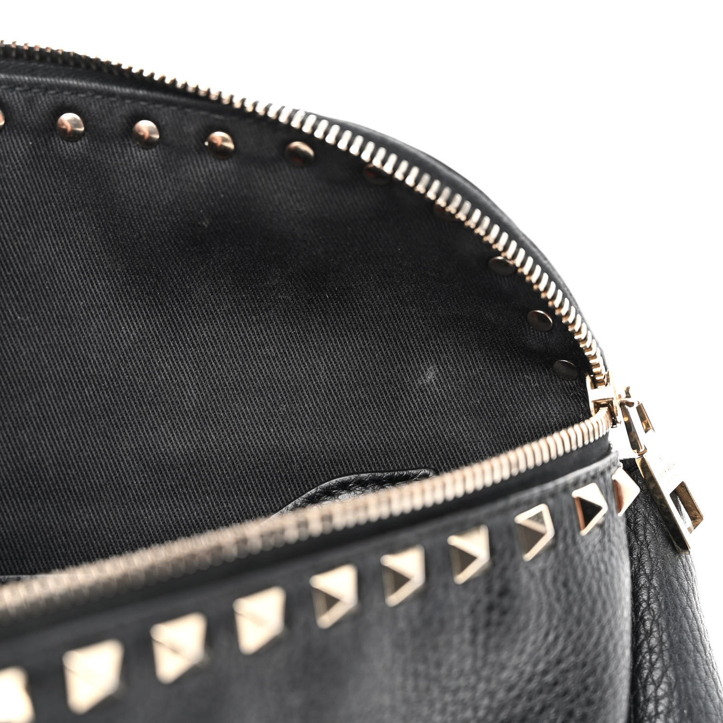 Grainy Calfskin Rockstud Belt Bag Black
