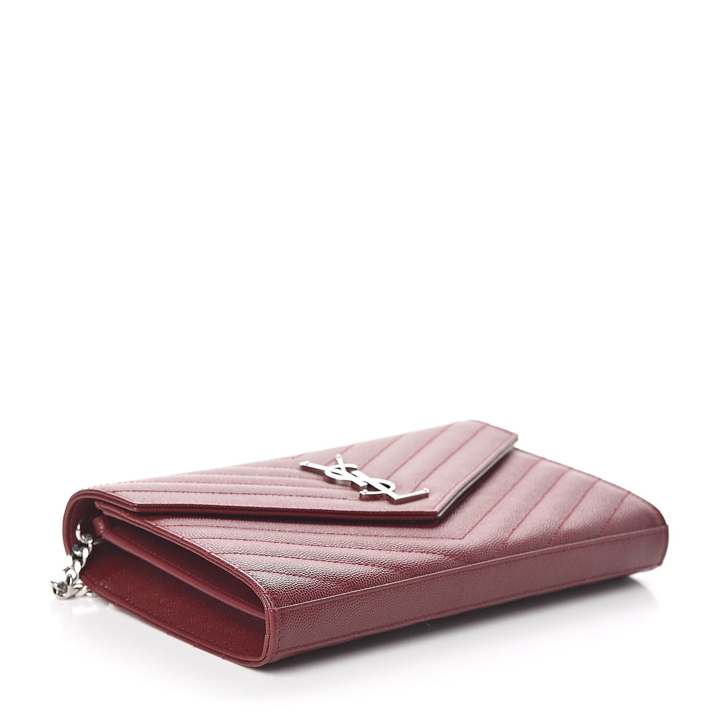 Grain De Poudre Matelasse Chevron Monogram Chain Wallet Palissandre