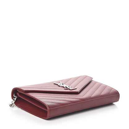 Saint Laurent Grain De Poudre Matelasse Chevron Monogram Chain Wallet Palissandre 4 of 8