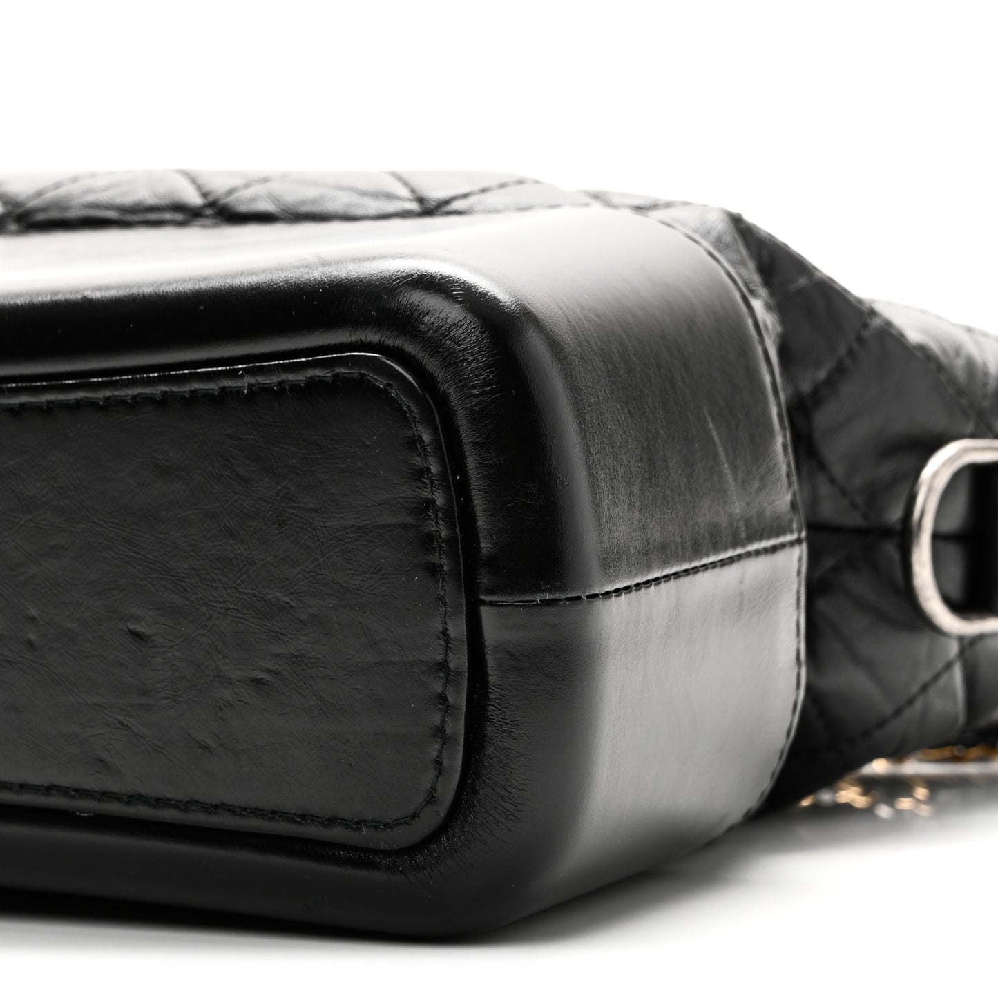 Aged Calfskin Quilted Medium Gabrielle Hobo Black