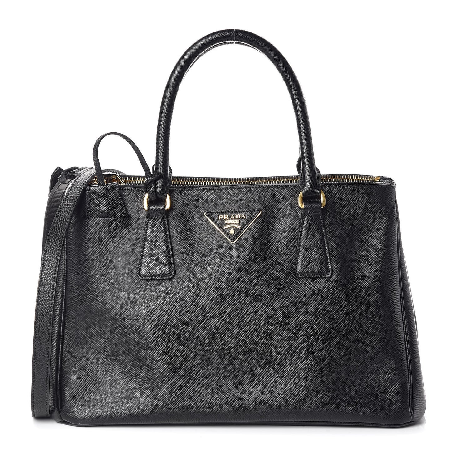 Saffiano Small Galleria Double Zip Tote Black