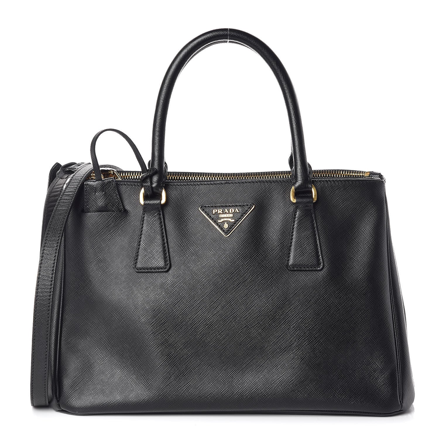 Prada Saffiano Small Galleria Double Zip Tote Black 1 of 9