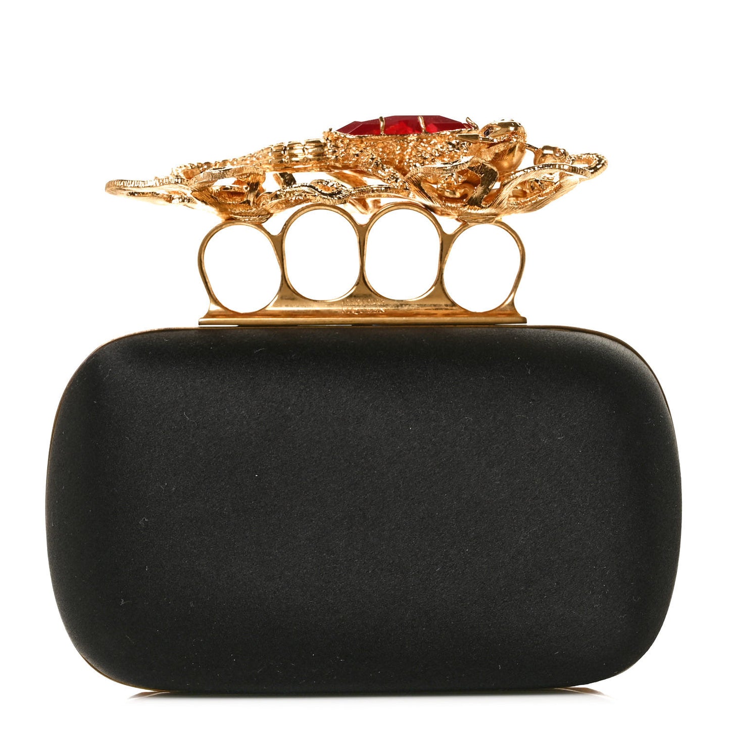 Satin Salamander Knuckle Box Clutch Black