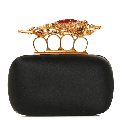 Alexander McQueen Satin Salamander Knuckle Box Clutch Black 1 of 11
