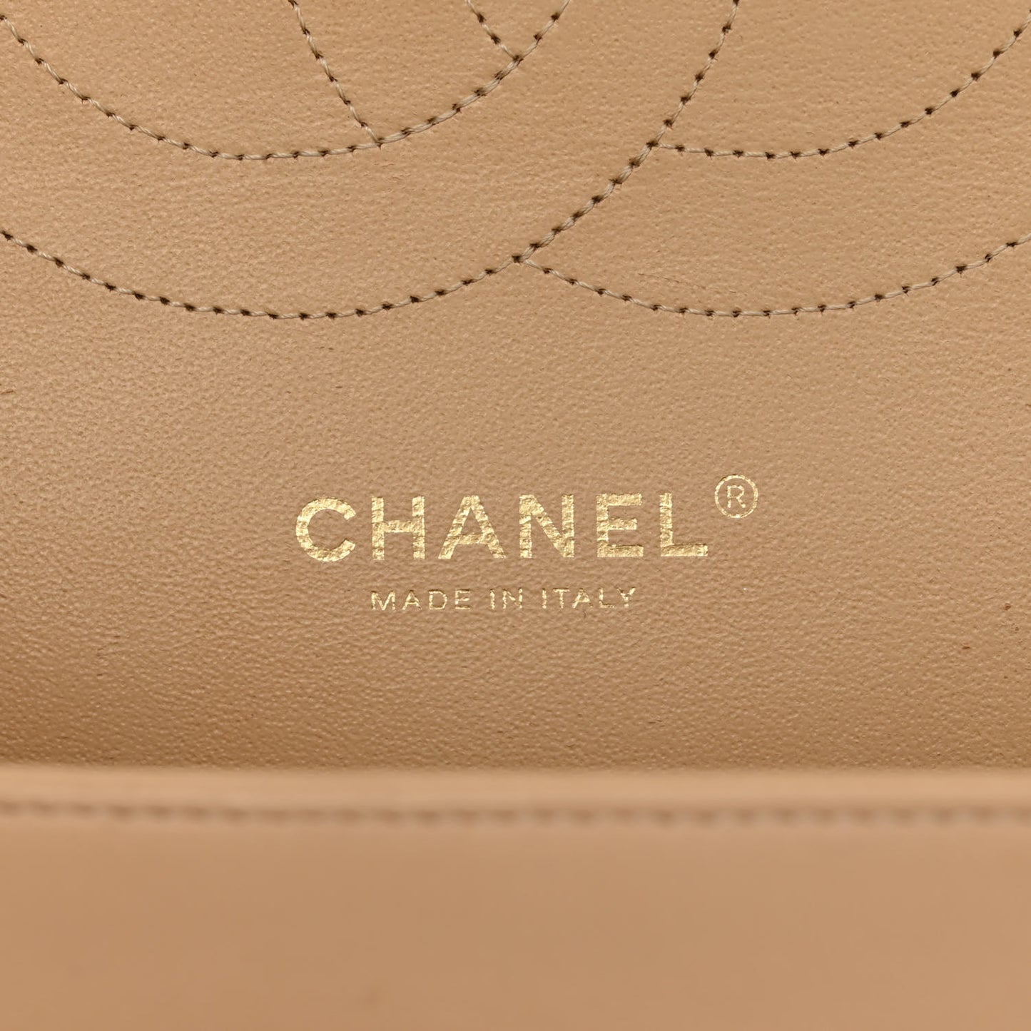 Lambskin Quilted Jumbo Double Flap Beige