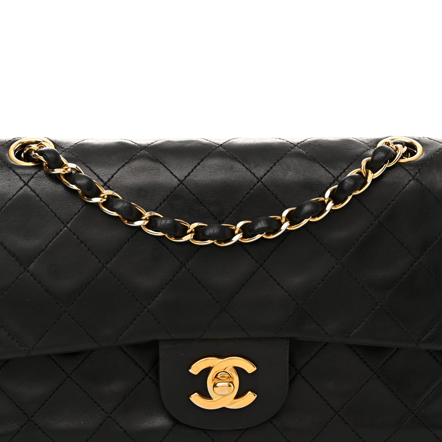 Lambskin Quilted Small Double Flap Black