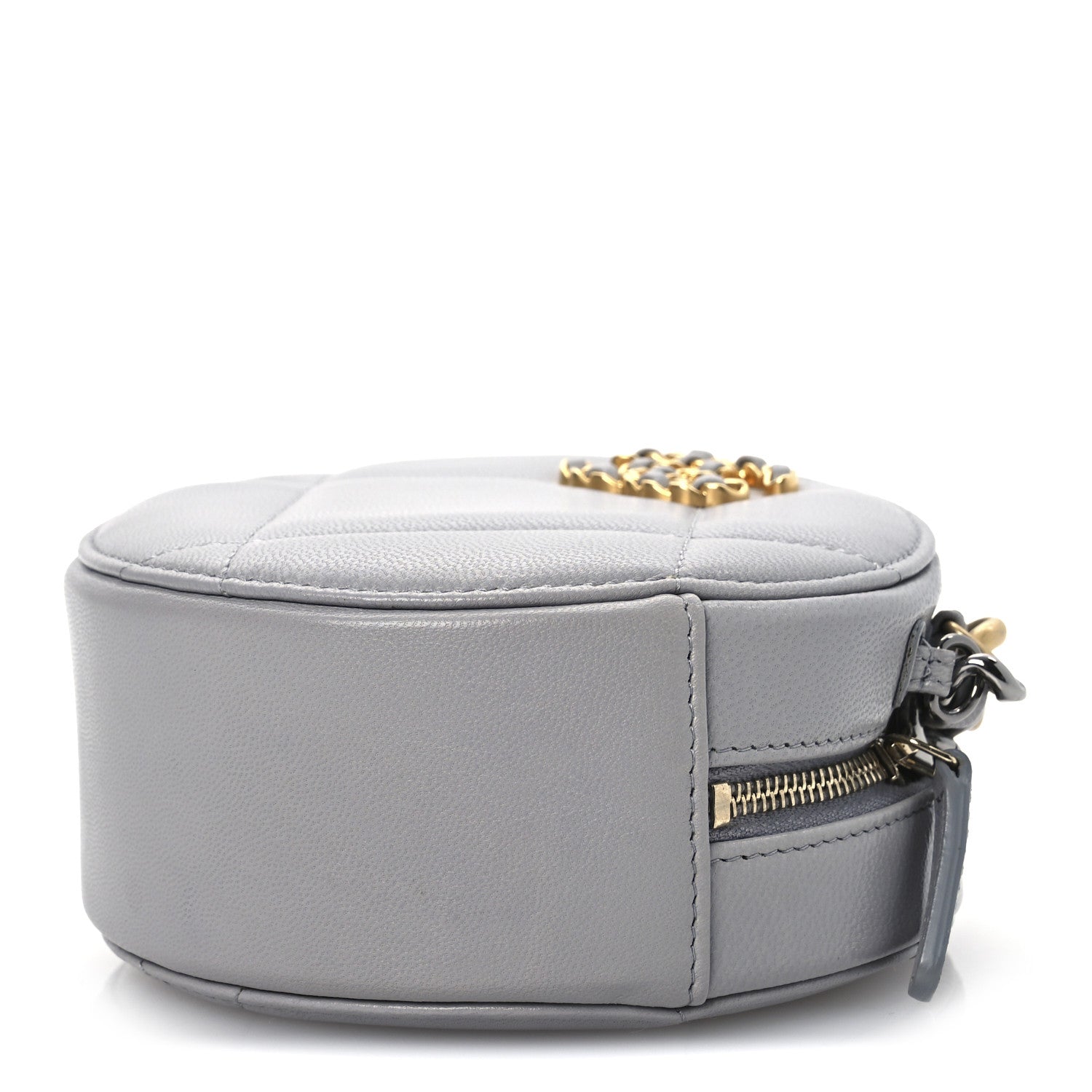 Chanel Lambskin Quilted Chanel 19 Round Clutch With Chain Grey 10 of 10