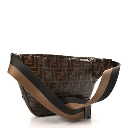 Fendi X FILA Glazed Fabric Vitello Century FF 1974 Mania Belt Bag Mogano Panna Blueberry 3 of 9