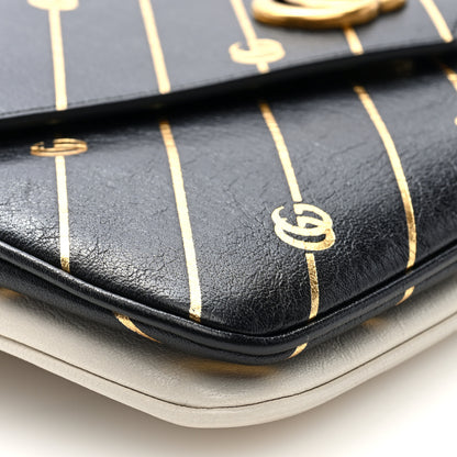 Gucci Calfskin Diagonal GG Medium Thiara Double Envelope Shoulder Bag Black White 9 of 10