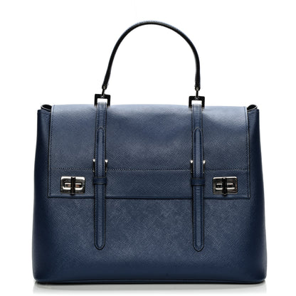 Prada Saffiano Cuir Convertible Top Handle Tote Bleuette 1 of 8