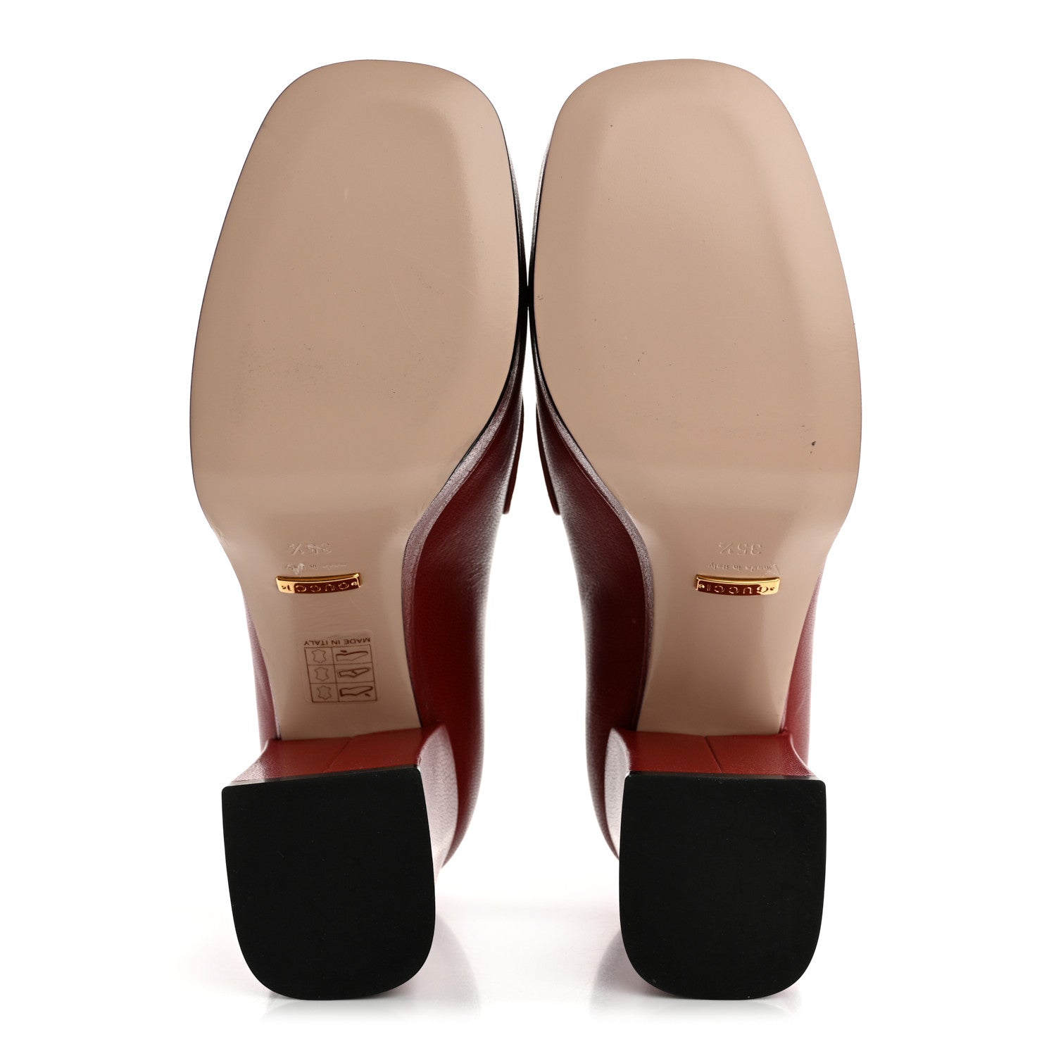 Gucci Goatskin Houdan Mid Heel Platform Loafers 35.5 Hibiscus Red 6 of 10