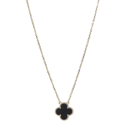 Van Cleef & Arpels 18K Yellow Gold Black Onyx Vintage Alhambra Pendant Necklace 1 of 6