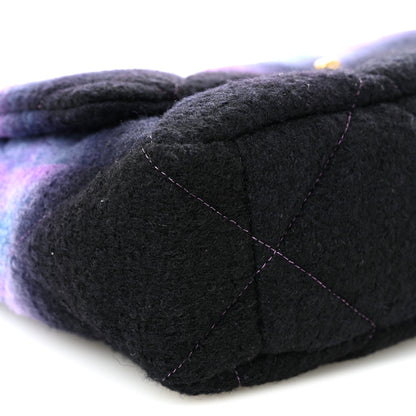 Chanel Wool Tweed Quilted Large Chanel 19 Flap Purple Black Blue 9 of 11