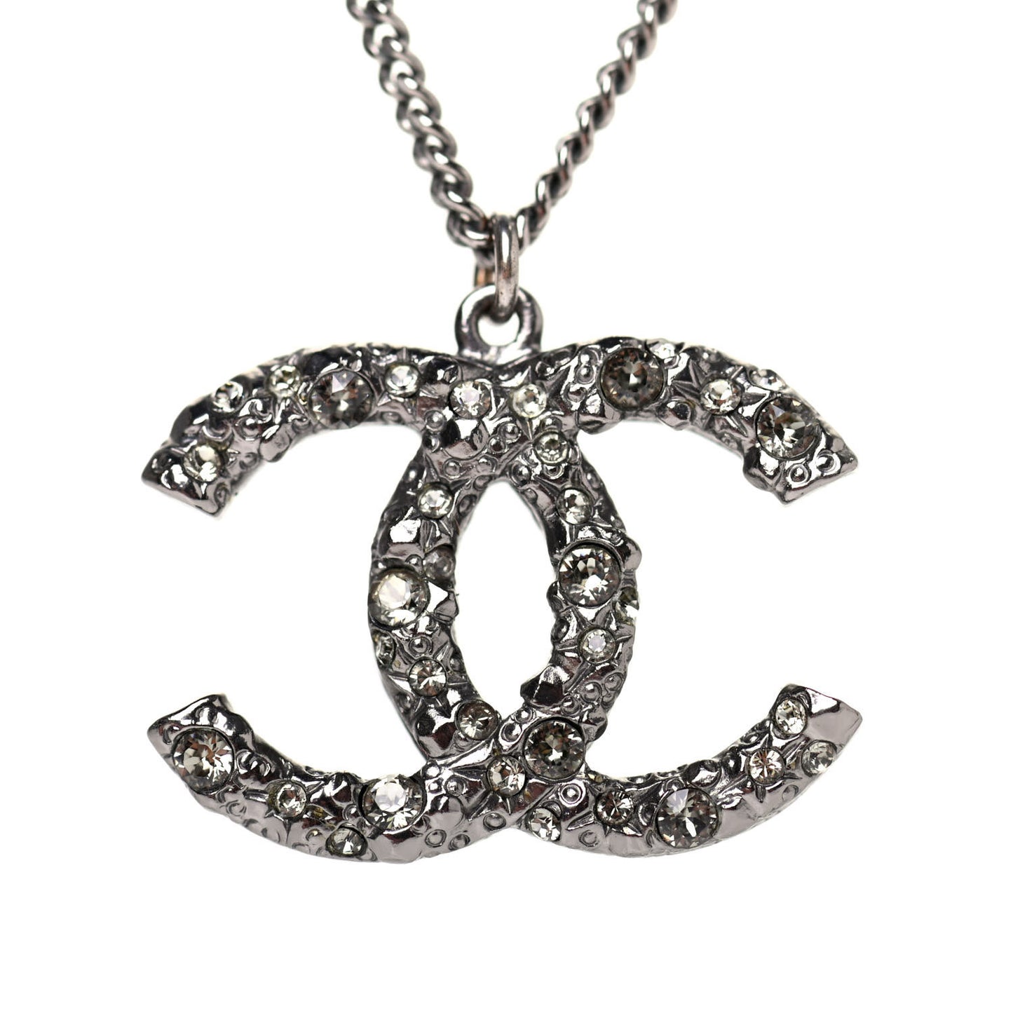 Crystal CC Pendant Necklace Silver