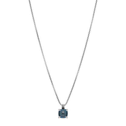 David Yurman Sterling Silver Diamond Hampton Blue Topaz 11mm Chatelaine Pendant Necklace 1 of 3