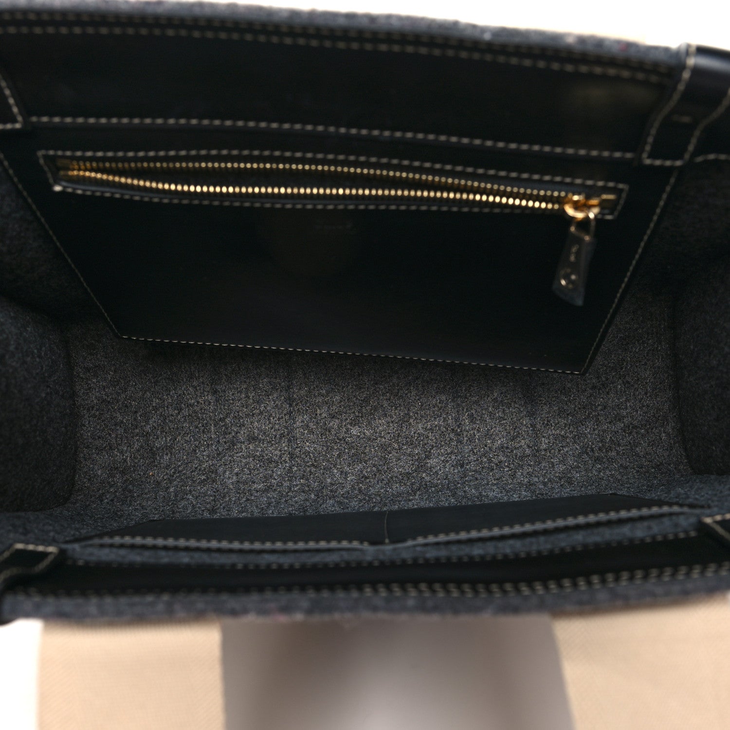 Chloe Felt Shiny Calfskin Medium Woody Ribbon Tote Cashmere Gray 5 of 11