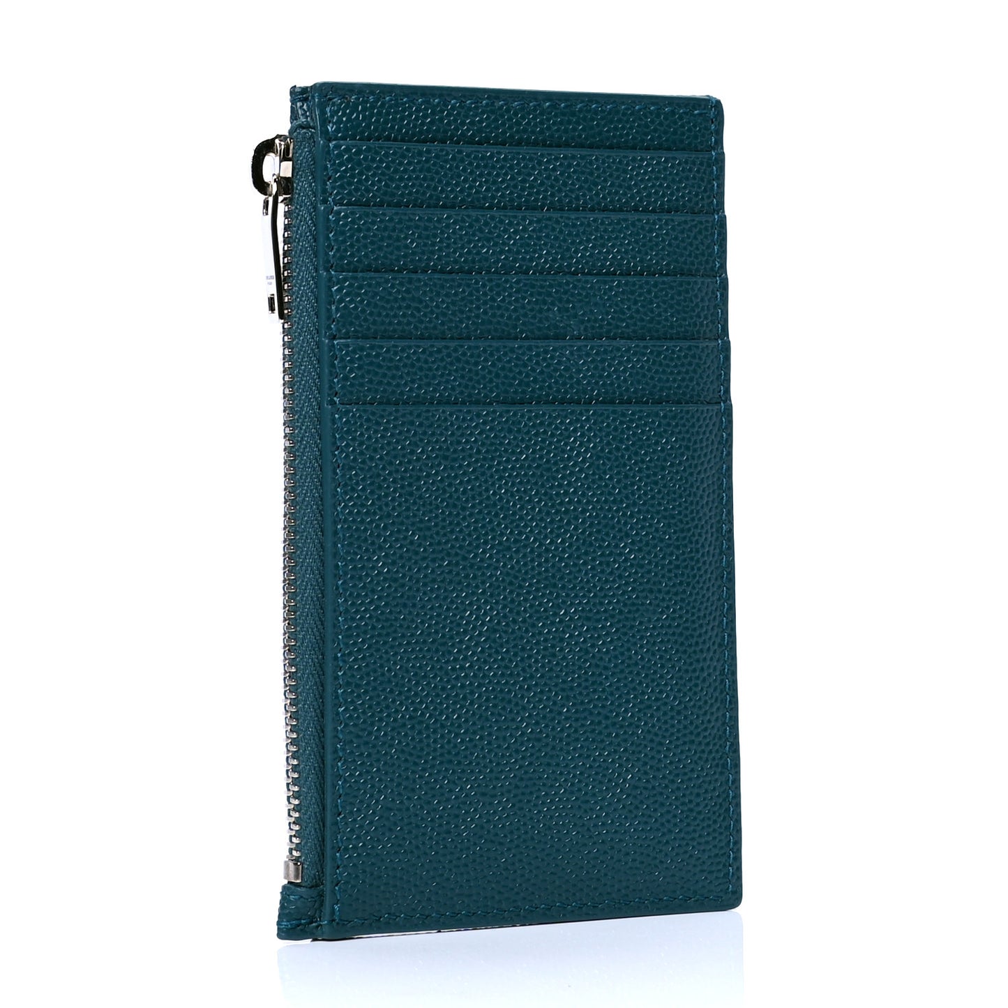 Grain De Poudre Matelasse Chevron Monogram Fragments Zippered Card Case Petrol Green