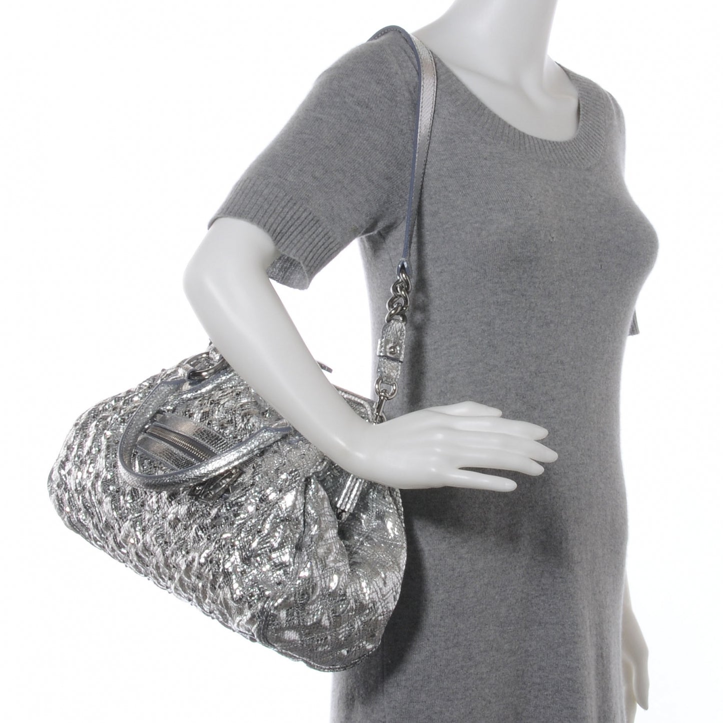 Python Embossed Leather Stardust Stam Silver