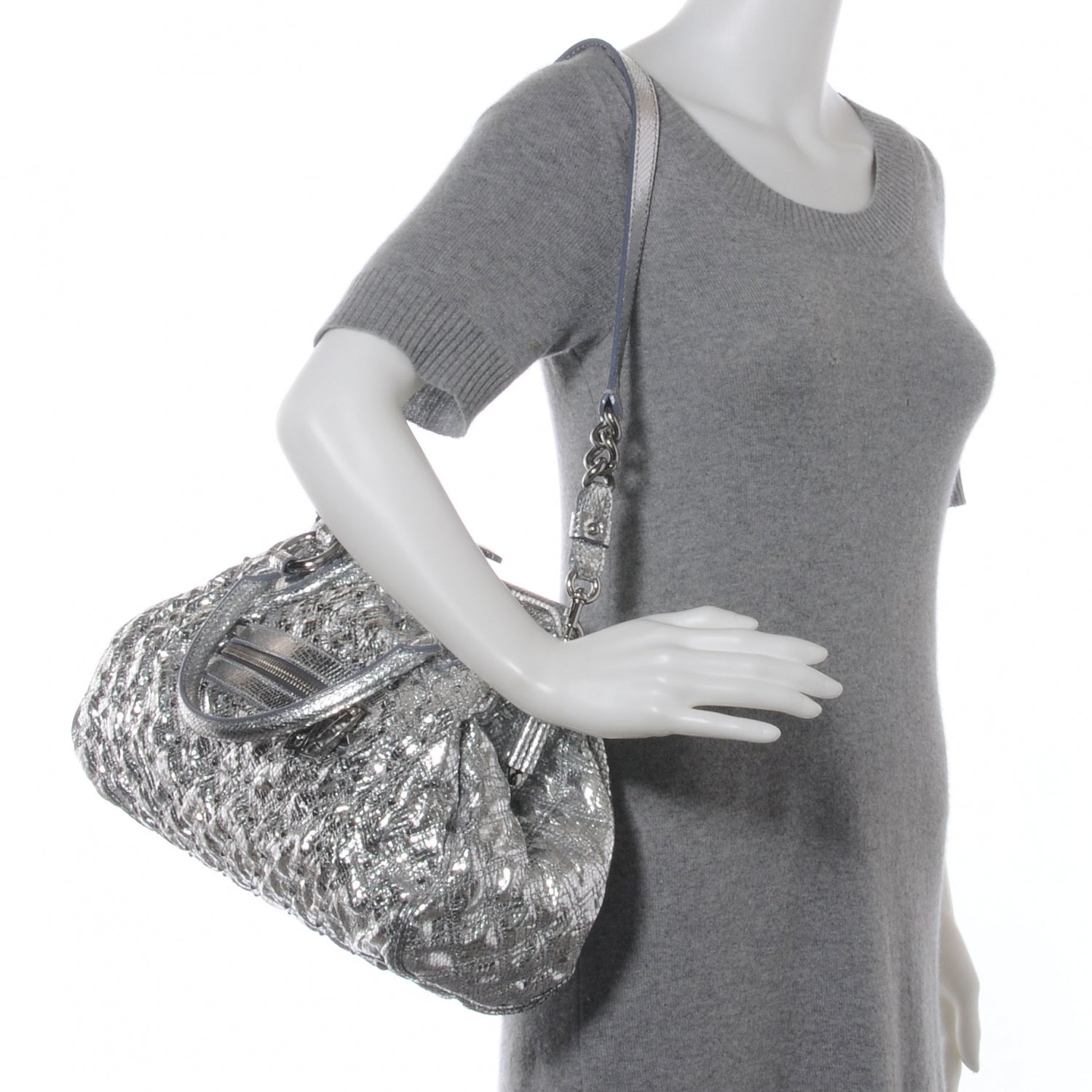 Marc Jacobs Python Embossed Leather Stardust Stam Silver 2 of 7