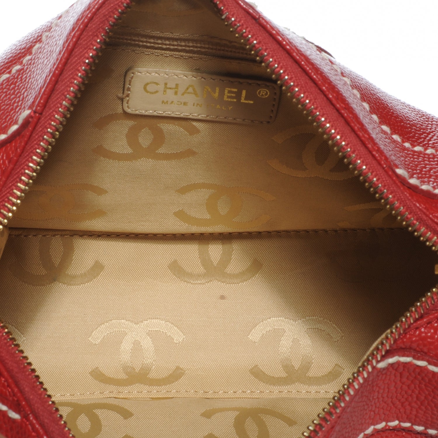 Chanel Caviar CC Stitched Small Hobo Red 5 of 7
